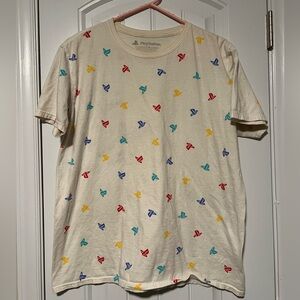 Sony Cream T-Shirt with Colorful Logo Pattern
